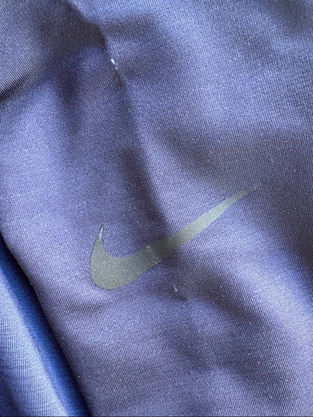 Nike Women's Navy Long Sleeve Performance Top with Pink Ombre Sleeves, size M